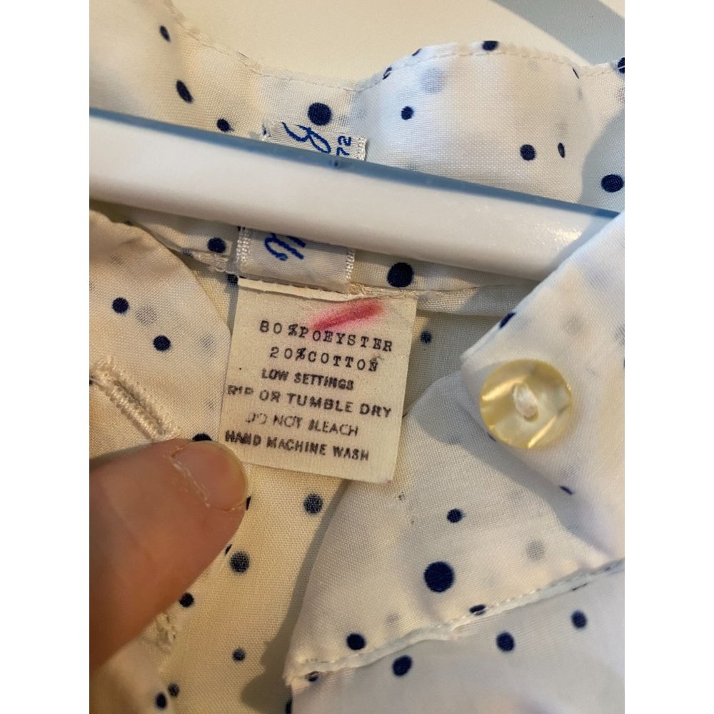 Vintage‎ Mary Jane two piece pajama set size 36 medium white blue polka dot 60s - Picture 10 of 12